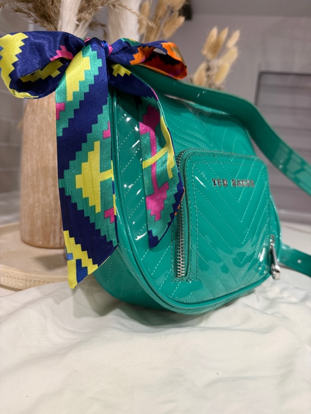 Ted Baker Teal Quilted Crossbody Bag - Picture 3 of 10